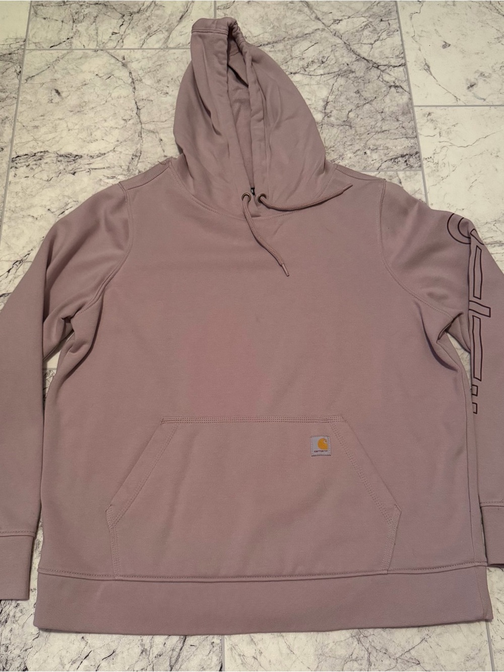 Carhartt Dusty Mauve Hooded Pullover with Sleeve Print